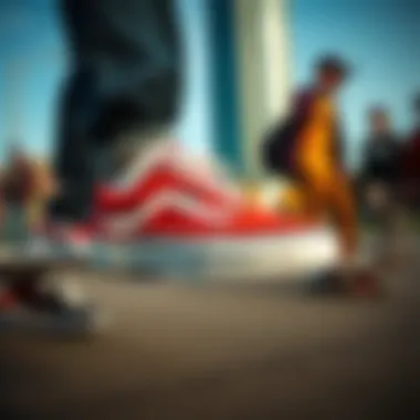 Vans Authentic Lo in Action Among Skaters Skaters wearing Vans Authentic Lo in an urban setting