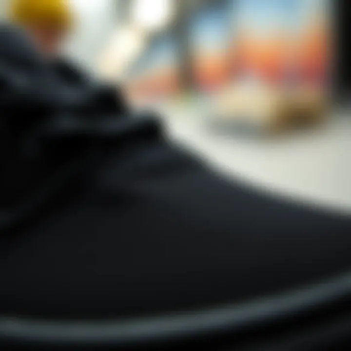 Material and Texture of Vans Chukka Low Blackout Close-up of the material and texture of the Vans Chukka Low Blackout