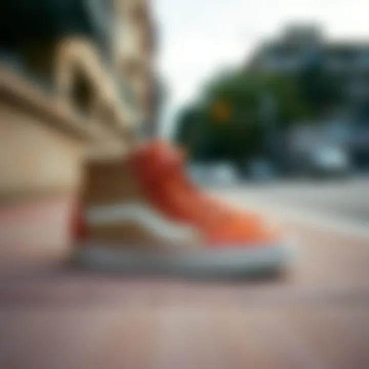 Trendy Vans Hi Shoes in Urban Setting Trendy Vans Hi Shoes displayed in an urban setting