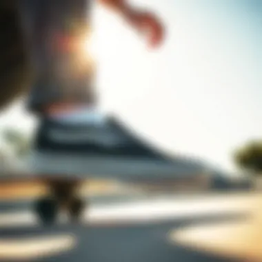 Vans Kyle Walker Slip-On in Action on the Skateboard Skateboarder wearing Vans Kyle Walker Slip-On during a trick