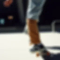 A skateboarder performing a trick with Vans shoes prominently displayed.