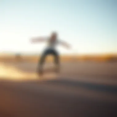 Action shot of a rider performing tricks on a Whitewave longboard