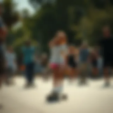 Community gathering of longboard enthusiasts enjoying a ride