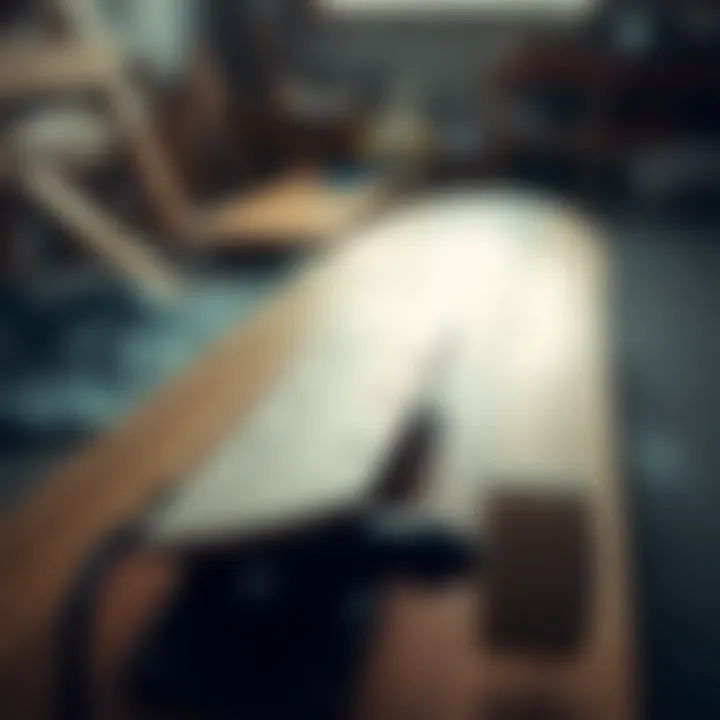 Close-up of the materials used in Whitewave longboard construction