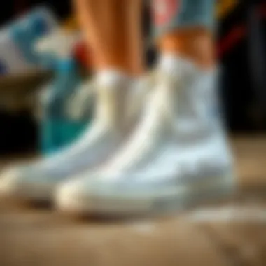 Maintenance: Keeping Your Converse Fresh Caring for white high-top Converse with cleaning supplies