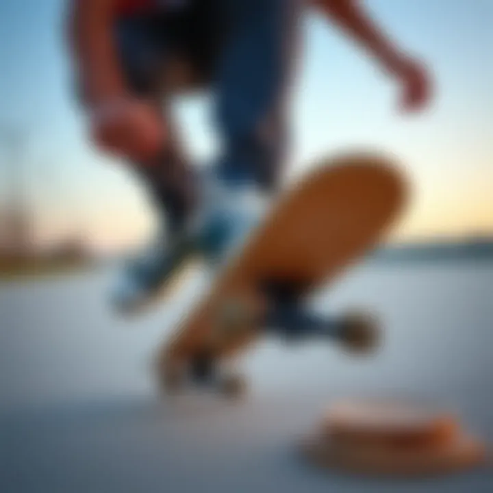 Proper Fit in Action A young skateboarder demonstrating proper shoe fit while performing a trick.