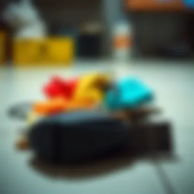 Materials Behind Performance Various materials used in skate shoe construction displayed creatively.