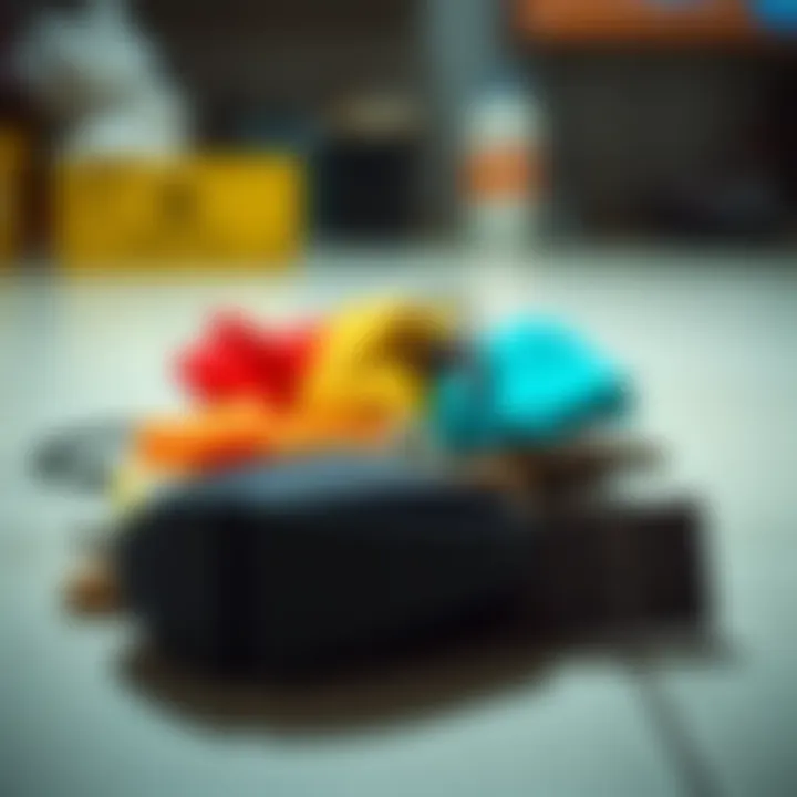 Materials Behind Performance Various materials used in skate shoe construction displayed creatively.