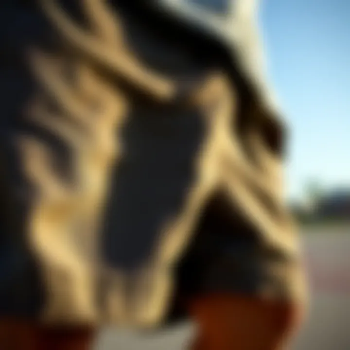 Quality and Design of Streetwear Shorts Close-up of fabric textures used in streetwear shorts, emphasizing quality and design