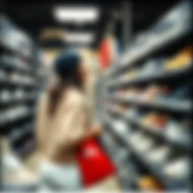 Shopper Exploring Fila Shoe Options A shopper browsing through Fila shoes in a retail store