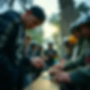 Community of Fingerboarding Aficionados A group of enthusiasts showcasing their fingerboarding skills