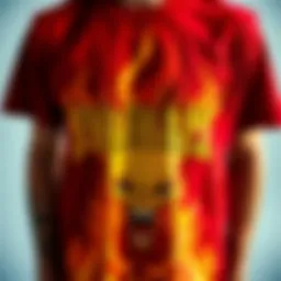 A close-up of a vibrant Fireball tee shirt showcasing unique graphic design