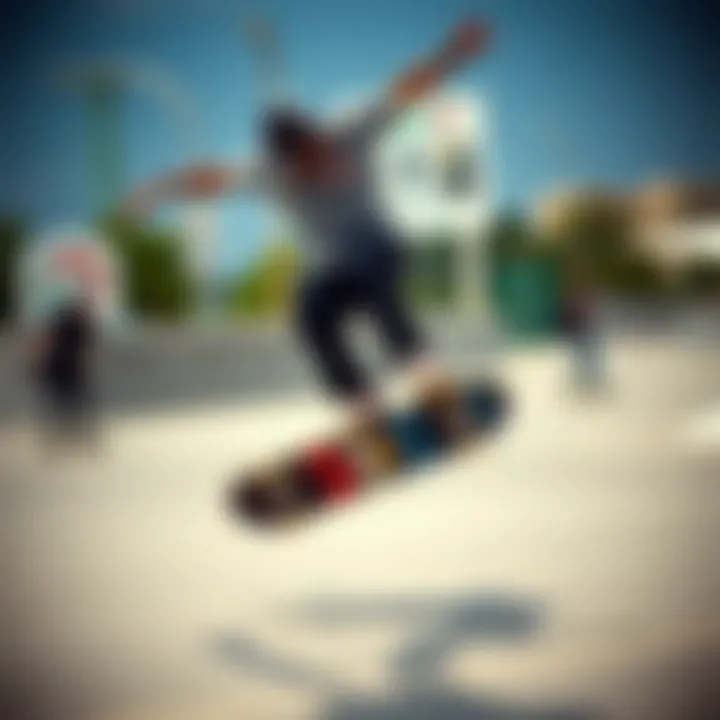 Functionality of Graphic Skateboard Decks in Action Skateboarder performing tricks showcasing the functionality of the deck