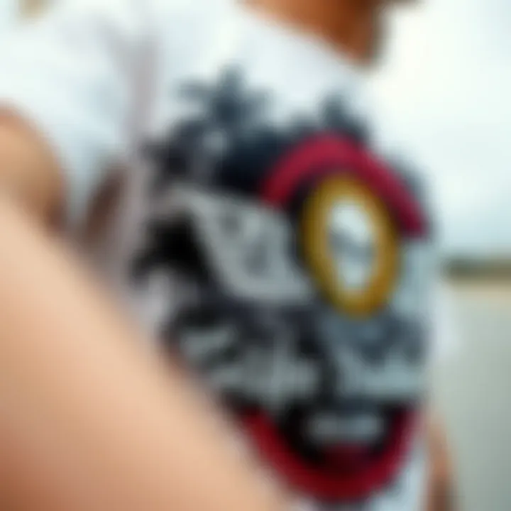 Urban Influence on Graphic Tee Designs Close-up of a graphic tee design featuring urban motifs