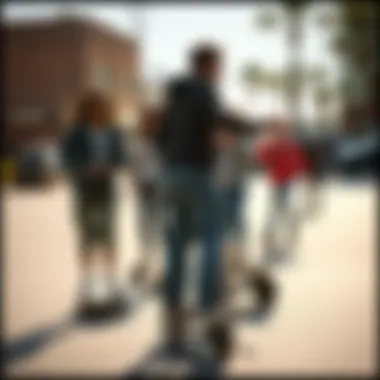 Community Bonding through Heelys Group of adults engaged in a Heelys gathering