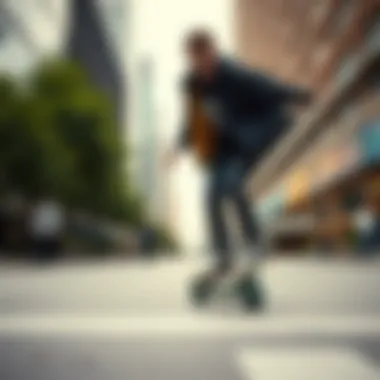 Urban Adventure with Heelys Dynamic adult enjoying Heelys in an urban environment