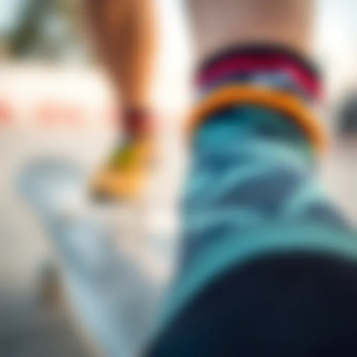 Unique Fabric Texture of Howies Skate Socks Close-up of Howies skate socks showcasing unique fabric texture