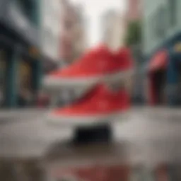 Huf Worldwide shoes displayed in a vibrant urban setting