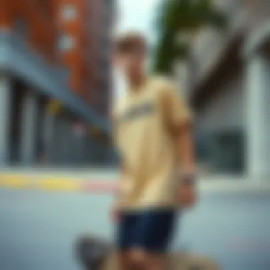 Skateboarder in Urban Setting with Hurley Water Shirt Skateboarder wearing Hurley water shirt in an urban environment