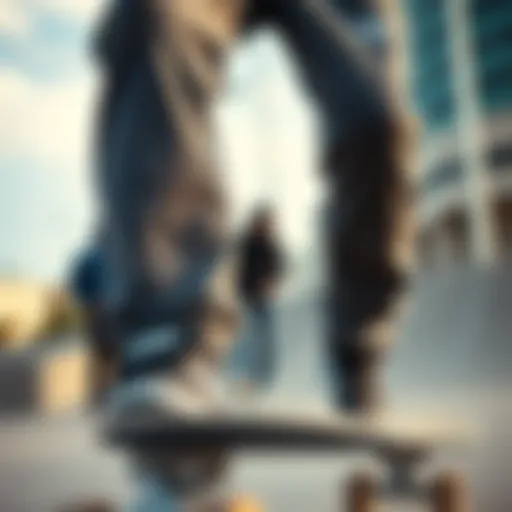 K-Swiss Sweat Pants in Action Stylish K-Swiss sweat pants showcased in an urban skate park setting