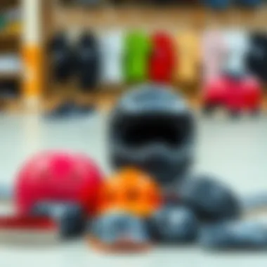 Essential Skate Gear A selection of skate gear including helmets and protective pads