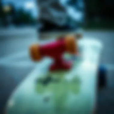 Principles of Balance on a Skateboard Close-up of skateboard deck illustrating balance principles