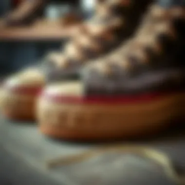 Close-up of various materials used in Converse custom leather platforms