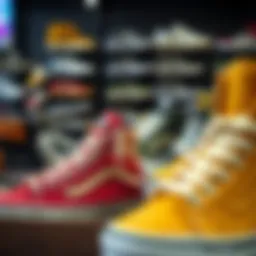 Stylish high-top Vans on display