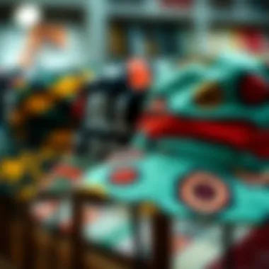 Close-up of unique custom bucket hats with patterns