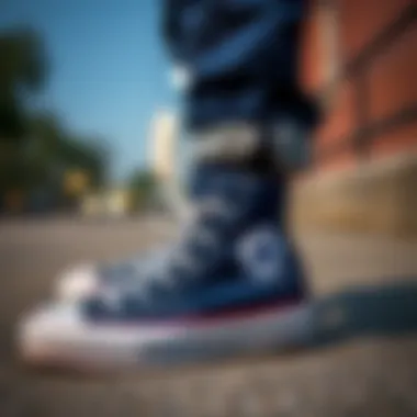 Styling Options for Navy Hightop Converse A collection of navy hightop Converse styled with different outfits