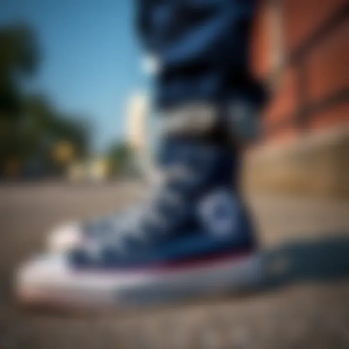 Styling Options for Navy Hightop Converse A collection of navy hightop Converse styled with different outfits