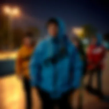 Skate Park Style with Neff Jackets Group of skateboarders in Neff jackets at a skate park