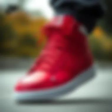 Stylish close-up of Nike Court Vision Mid Red