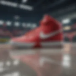 Close-up view of the Nike M Court Vision Mid showcasing its unique design elements