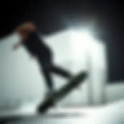 Dynamic skateboarding scene featuring the Nike middle swoosh design