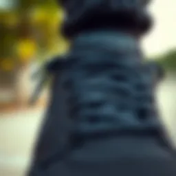 Close-up of Nike SB Black shoe detailing