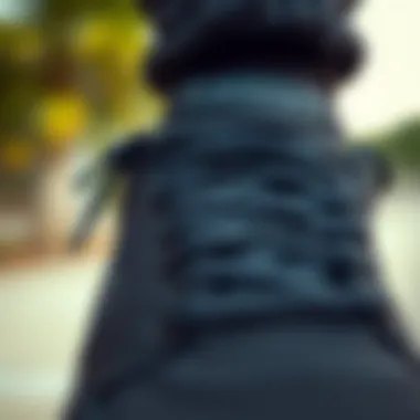 Close-up of Nike SB Black shoe detailing