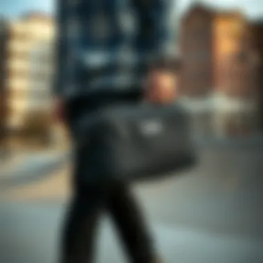 Nixon bag being used in an urban skatepark setting.