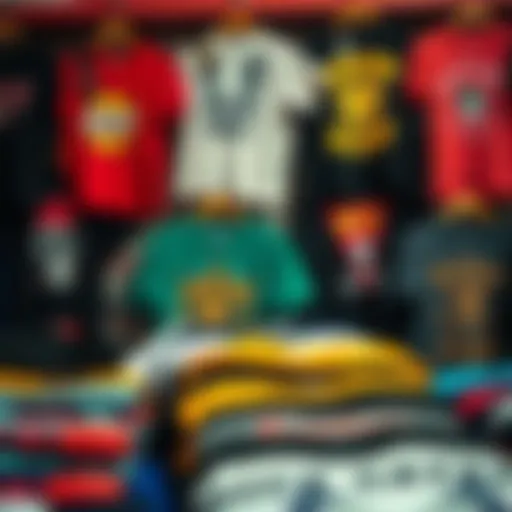Diverse Graphic Tee Collection A vibrant display of graphic tees showcasing unique designs
