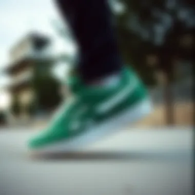 Reebok Club C 85 Vintage Green in Action A dynamic shot of the Reebok Club C 85 Vintage Green in action, illustrating its performance attributes.