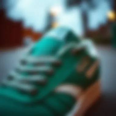 Close-Up of Reebok Club C 85 Vintage Green A close-up view of the Reebok Club C 85 Vintage Green sneaker showcasing its classic design features.