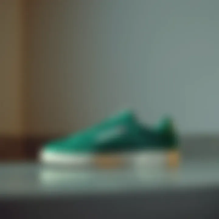 Reebok Club C 85 Vintage Green in Minimalist Setting The Reebok Club C 85 Vintage Green displayed in a minimalist styled environment, highlighting its versatility.