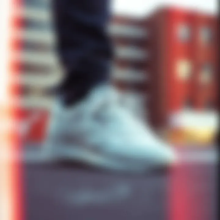 Reebok Off White Club C 85 Vintage in Urban Setting Lifestyle shot featuring the Reebok Off White Club C 85 Vintage in an urban setting