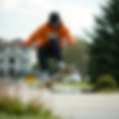 Performance in Action with Ripndip Shoes Skateboarder performing a trick while wearing Ripndip shoes, highlighting their performance.