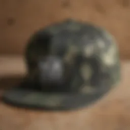 Close-up of the Salty Crew camo hat design showcasing its unique patterns.