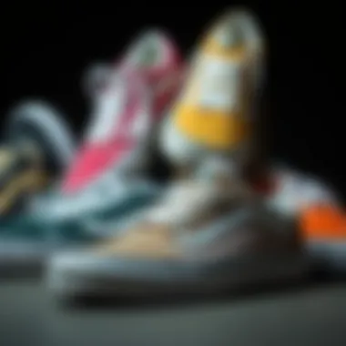 Diverse Colorways and Styles of Simpson Vans An artistic shot of various Simpson Vans colorways and styles.