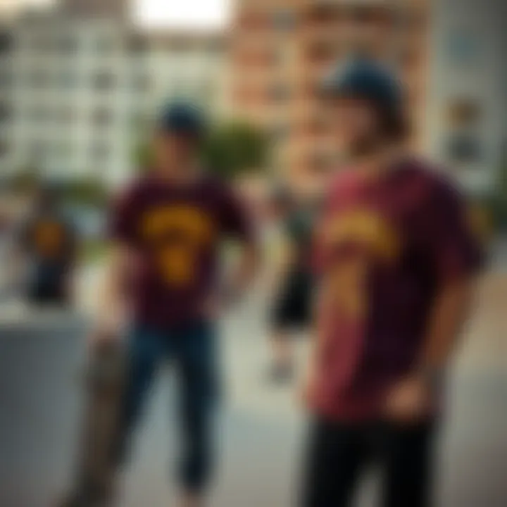 Skateboarders in Fireball Tee Shirts An urban skate park scene with skateboarders wearing Fireball tee shirts