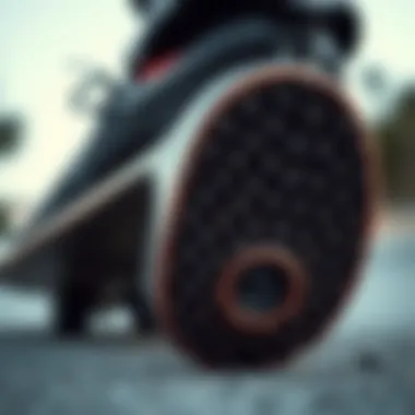 Sole Detail for Grip and Stability Detailed look at the sole of a skateboard shoe that provides grip and stability