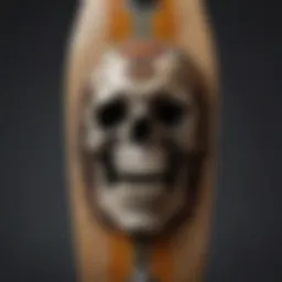 A collection of vintage skateboard decks featuring iconic skull designs.