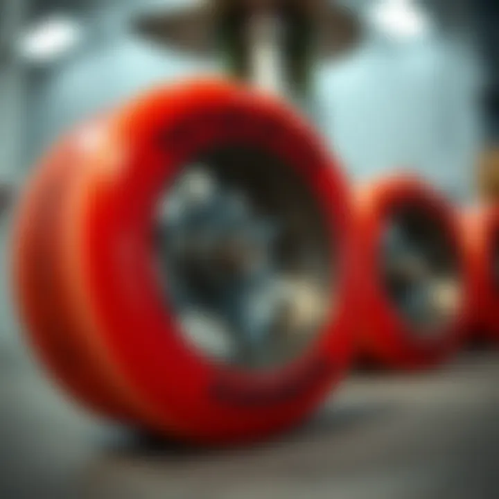Testing Durometer of Skateboard Wheels Close-up of skateboard wheel durometer testing